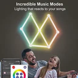 Модульный настінний світильник LED RGB 5V SAL-014B 9pcs Bluetooth USB with app White - мініатюра 3