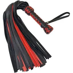 Чорно-червоний флогер Art of Sex класичний, натуральна шкіра, 50 хвостів, по 50 см, рукоятка 20 см