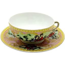 Чашка із блюдцем Китаянка порцеляна h 4.5 см d 9.5 см, d блюдця 13 см рожевий 150 мл (SBS108-8)