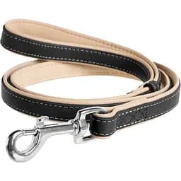 Повідець для собак Waudog Soft, шкіряний, 122х2,5 см, чорний