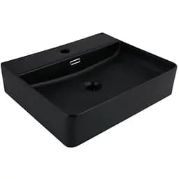 Раковина подвесная Qtap Nando LT 500х420х130 Matt Black без донного клапана QT12116146AMB