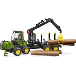 Уцінка. Іграшкова машинка Bruder Трактор John Deere 1210E з системою захоплення, причепом та колодами 1:16 (2133)  - мініатюра 3