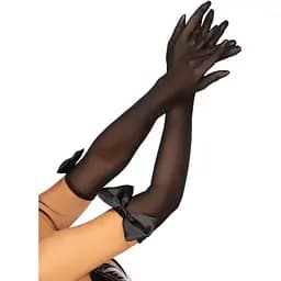 Довгі рукавички Leg Avenue Opera length bow top gloves Black