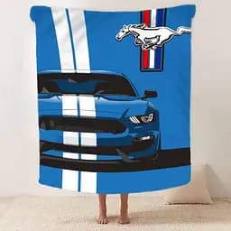 Плед плюшевий 3D Синій Ford Mustang 160х200 см - мініатюра 2
