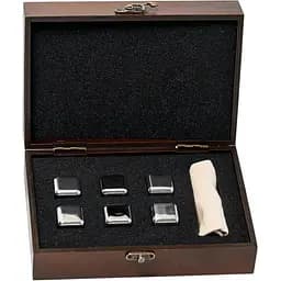 Подарунковий набір Whiskey Stones "Сталевий" коричневий - 6 сталевих кубиків для охолодження віскі