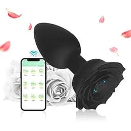 Силіконовий смарт анальний корок Smart Rose 3.3x10.5 см чорний 