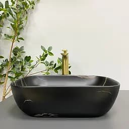 Умивальник VBI Ravenna black stone matt накладний VBI-011214, Чорний матовий - мініатюра 3
