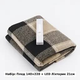 Набір Плед вовняний П7 біл-беж-кор 140×200 см + Ліхтар-лампа LED 21см з датчиком руху Love You 4213-F - мініатюра 4