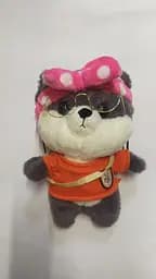 Собачка Lalafanfan м'який плюшевий Сіба-Іну в одязі та в окулярах сірий