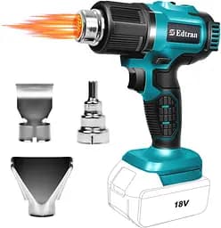 Беспроводной термофен, совместимый с аккумулятором Makita 18V LXT, 3 насадки, 2 температурных режима, максимальная температура