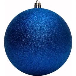 Ялинкова іграшка - куля Linhai D12 см синій гліттер пластик (892418)