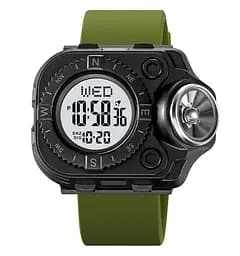 Чоловічий наручний годинник з ліхтарем Skmei 2187 Зелений з білим циферблатом