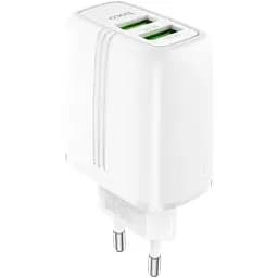 Блок питания сетевой адаптер Hoco Yizhan Dual Port N12 2 USB 3 A QC 3.0 18 W белый