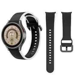 Ремінець для Samsung Galaxy Watch 6 40mm 6 44mm - чорно-білий ширина кріплення 20мм силікон Watchbands Double Line (W12-6WB59227135) - мініатюра 5