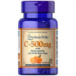 Вітаміни Puritans Pride Vitamin C 500 мг with Bioflavonoids and Rose Hips 30 капсули