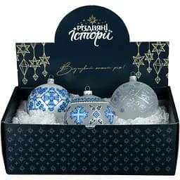 Набір ялинкових прикрас Різдвяні історії Код нації: Полтавщина 3 кулі скло (4820001112863)