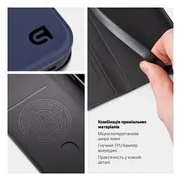 Чехол-книжка для Apple iPhone 13 Pro Max, OneFold Case, синий, из экокожи (PU) и TPU, с магнитом, с подставкой и отделением для карт, трансформируется в подставку, противоударный, защита всего корпуса, ArmorStandart (ARM69256) - мініатюра 3