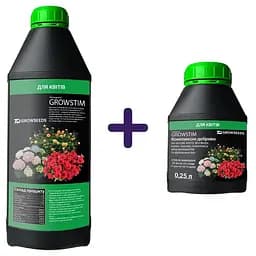 Набір: добриво Plantin Growstim Rougevert для квітів 1 л + добриво Plantin Growstim Rougevert для квітів 0.25 л