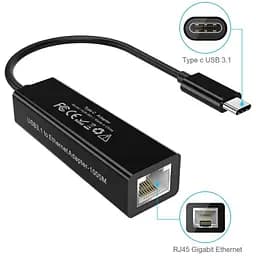 Перехідник USB 3.1 Type-C --> Ethernet RJ45 1000Mb 0,15 м, Choetech чорний - мініатюра 5