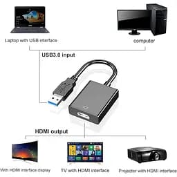 USB 3.0 — HDMI Жіночий HD-адаптер Дисплей AV Інтерфейс Для ПК ТВ Ноутбук - мініатюра 3