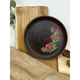 Блюдо для піци керамічна (глиняна) Мак  30 см 