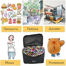 Набір двосторонніх маркерів для скетчінга і малювання на спиртовій основі 168 шт - мініатюра 6