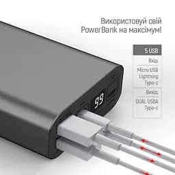 Павербанк ColorWay Gray 20 000 mAh / 22.5 Вт (CW-PB200LPH3GR-PDD) - мініатюра 6