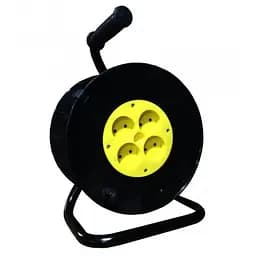 Котушка для подовжувача Lumano до 50 м без кабелю на 4 гнізда без контакту, контактна група латунь жовта