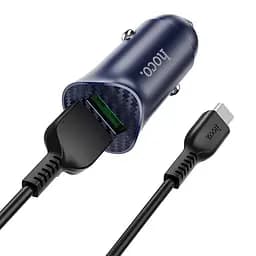 Автомобильное зарядное устройство Hoco Z39 Farsighted dual port QC3.0 Car charger set (Micro) Синий