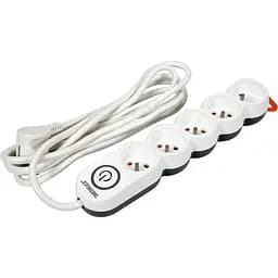 Удлинитель сетевой Sthor 3 м 5 гнезд и включатель 3-жильный 1.5 мм² с заземлением белый (72357)