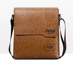 Сумка чоловіча через плече планшет Світло-коричнева Jeep (225СК) - мініатюра 9