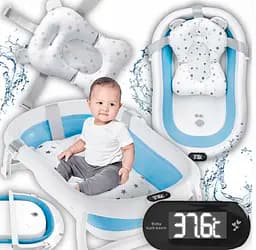 Дитяча ванночка Hanert KinderBad складна з подушкою термометром Blue - мініатюра 3