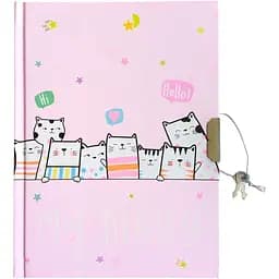 Блокнот дитячий Malevaro Котики на замочку 178 x 133 мм 56 аркушів у лінійку (362403-U)