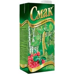 Сок Смак Березово-клюквенный с сахаром 1 л