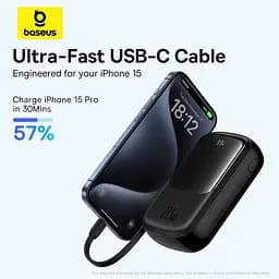 Акумулятор зовнішній з 2 вбудованими кабелями Baseus QPow Pro FC 20000 mAh 22.5 (P10067103113-00) - мініатюра 7