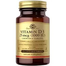 Вітаміни та мінерали Solgar Vitamin D3 25 mcg, 100 жувальних таблеток