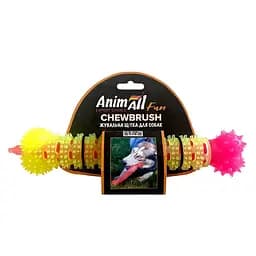 Игрушка АнимАлл Фан жевательная щетка-кость 24 см желто-розовая