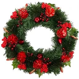 Вінок різдвяний Devilon червоний декор 35 см зелений (471003)