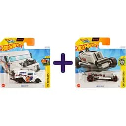 Набір: Базова машинка Hot Wheels HW Art Cars Mailed It! біла (5785) + Базова машинка Hot Wheels Experimotors Mo-Stash срібляста (5785)