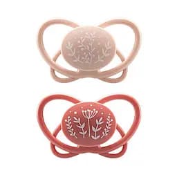Пустышка Nip Моя бабочка Веточки, силиконовая, 0-6 мес., 2 шт., розовый (38593-51)
