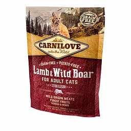 Сухий корм Carnilove Cat Lamb & WildBoar Sterilised 0.4 кг з ягнятком та м'ясом кабана для стерилізованих кішок