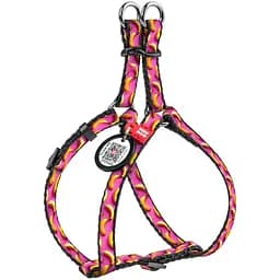 Шлея для кошек и мелких пород собак Waudog Nylon Бананы на розовом с QR паспортом XS 28-40x1 см