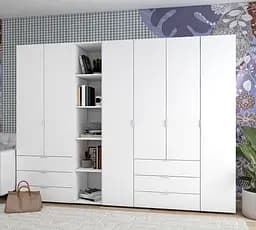 Комплект Doros Гелар з Етажеркою Білий 2+4 ДСП 270.7х49.5х203.4 (42005033) - мініатюра 1