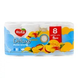 Папір туалетний Ruta Pure White Deluxe 8 рул 3 ш білий манго