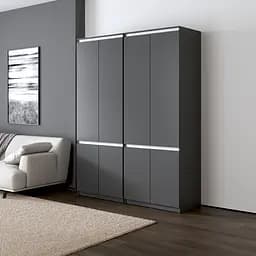 Шкаф для одежды Vays, со штангой и полками, комплект из 2 шкафов R10+R24 Антрацит-Белые планки