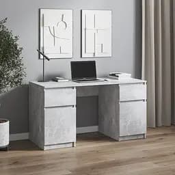 Комп'ютерний стіл Vays, письмовий стіл з двома тумбами, з шухлядами без ручок R-34 Бетон