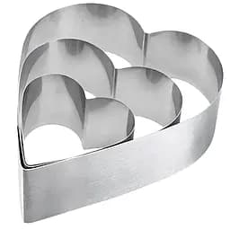 Набір металевих форм кілець для десертів, тістечок, випічки тортів у формі сердець 20х19 см (висота 10 см), Master Class Сріблястий 87041
