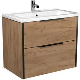 Тумба Мойдодир Line Craft 70 з умивальником Cosmo 70 дуб крафт/Чорний