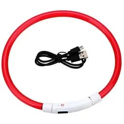 Светодиодный LED ошейник для собак с зарядкой USB, красный