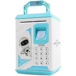 Электро- cейф копилка Bodyguard с кодовым замком и отпечатком пальца и ультрафиолетом голубой